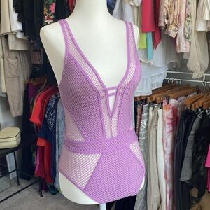NEW Becca Plunge Metallic Mesh Swimsuit